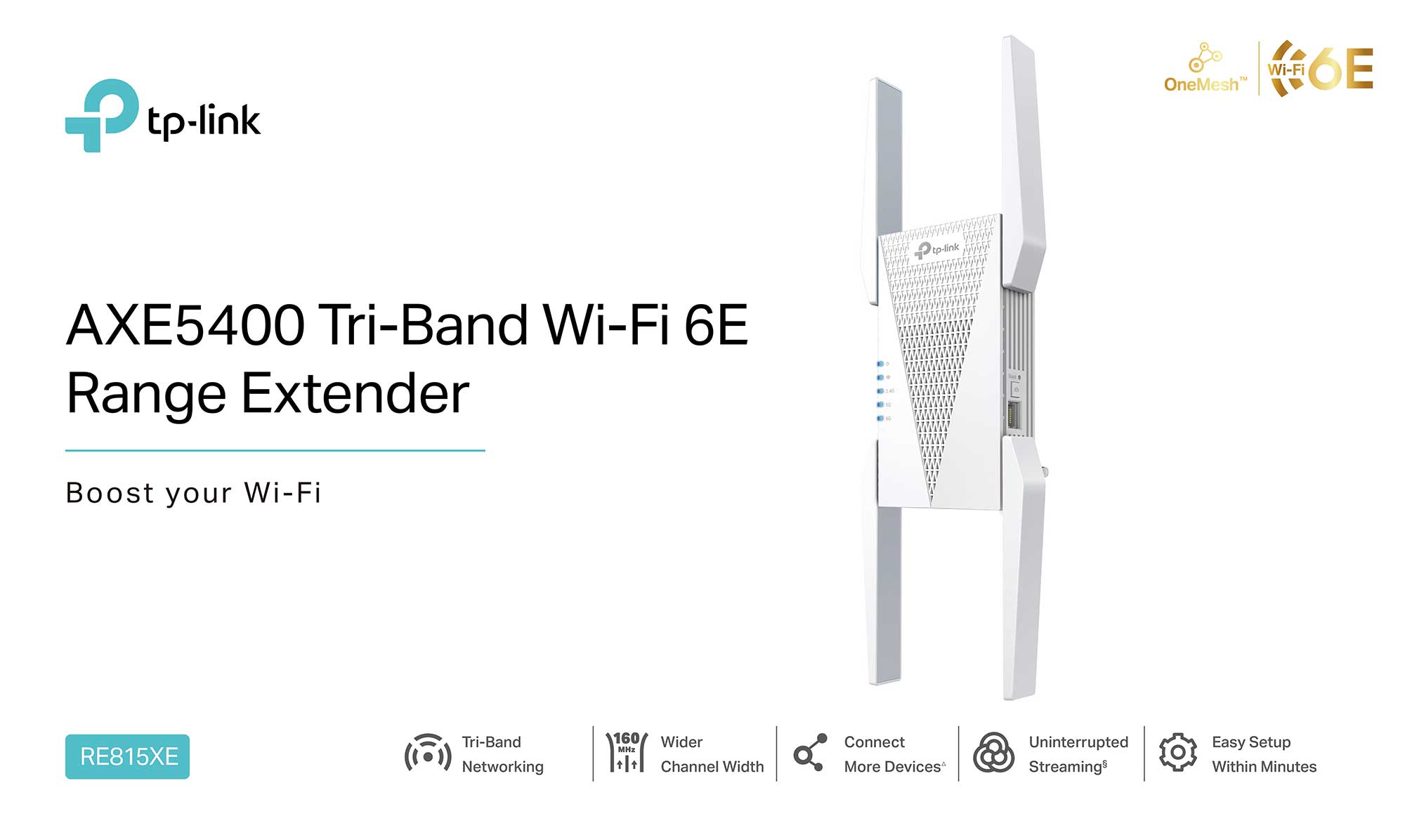 TP-Link RE815XE AXE5400 Mesh Wi-Fi 6E Range Extender