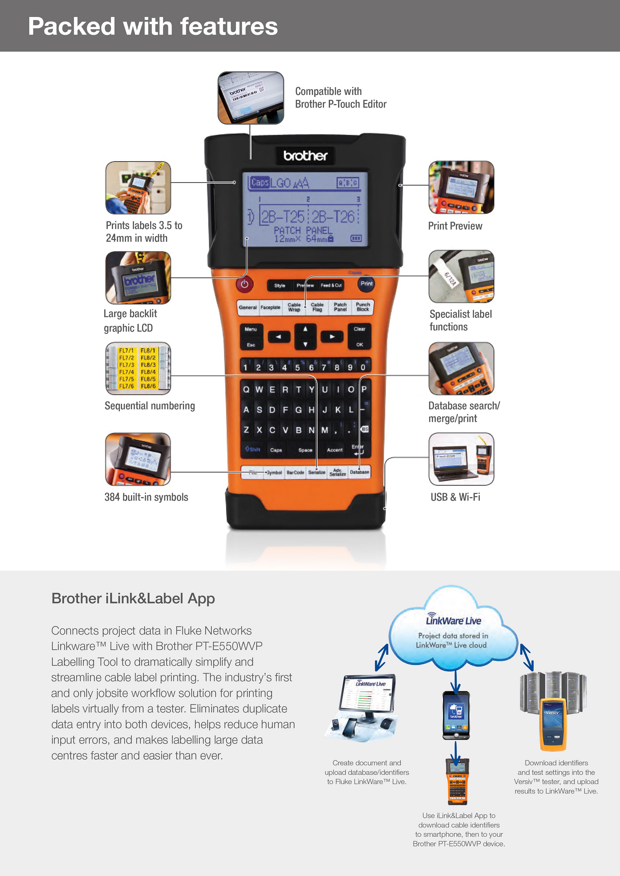 Brother PTE550WVP Handheld Label Printer MediaForm AU