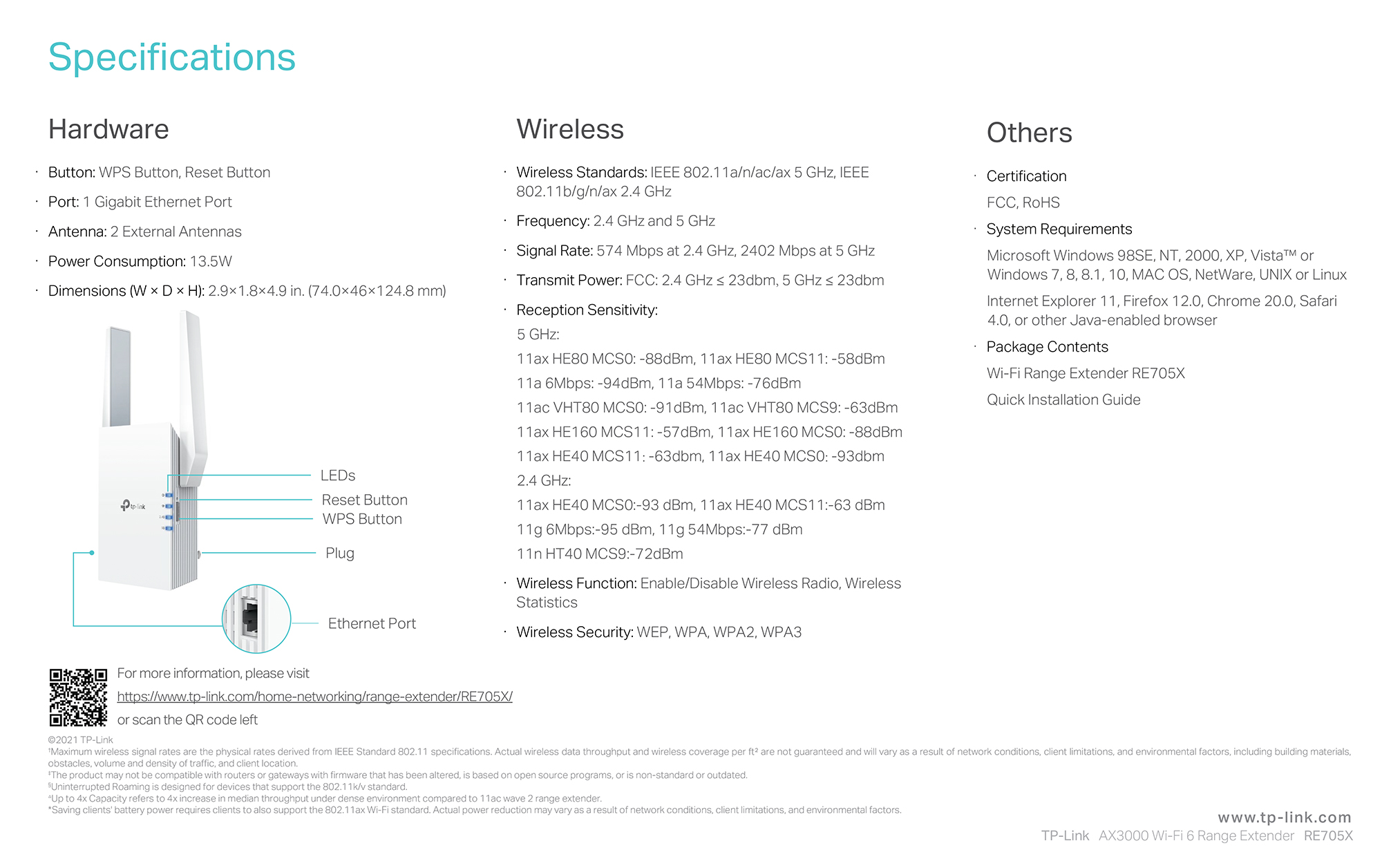 TP-Link RE705X Specifications