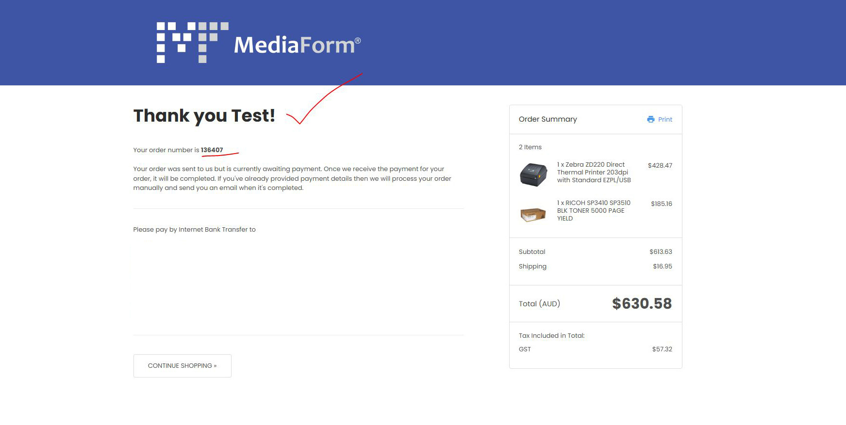 Step 4: Confirm order and receive order number Step 4: Confirm order and receive order number