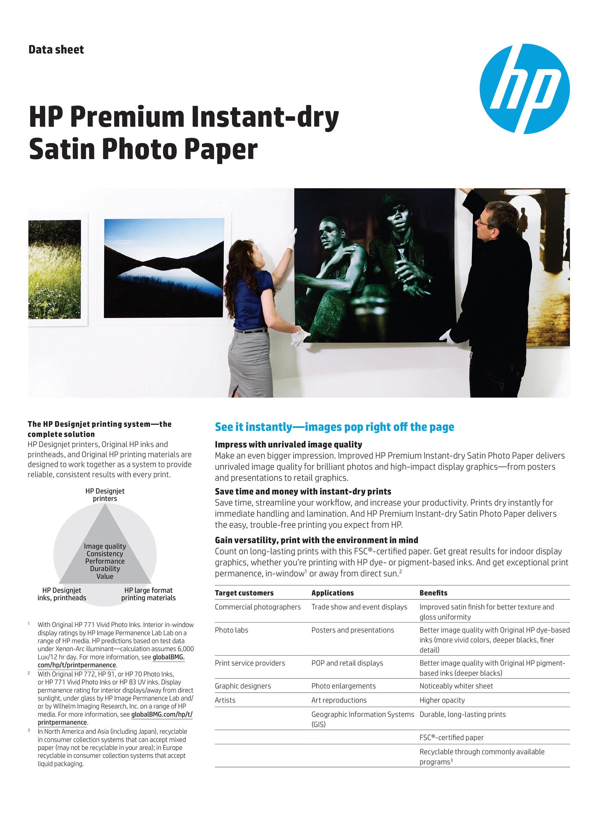 HP Universal Instant Dry Satin Photo Paper