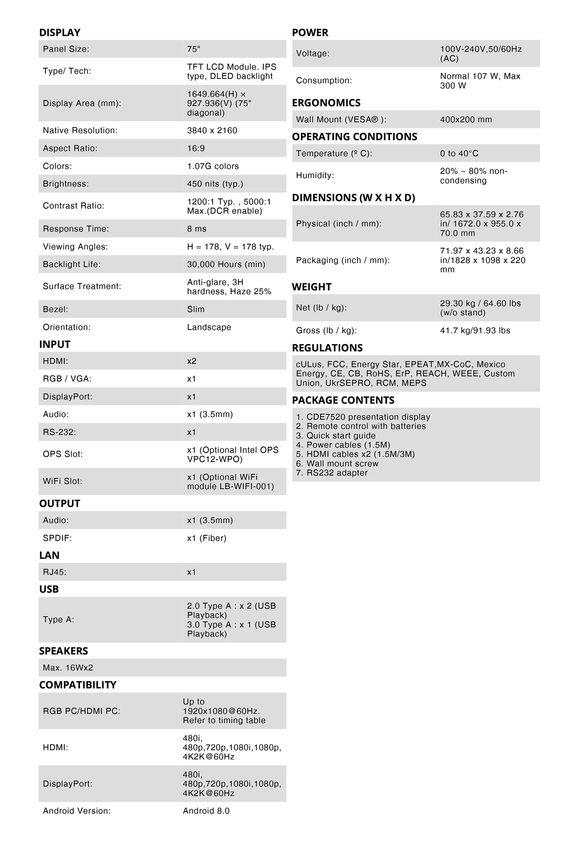 ViewSonic CDE7520 Specifications