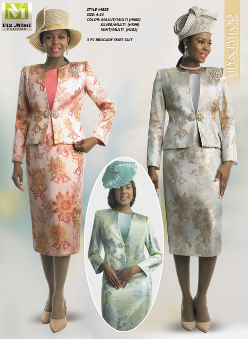 LILY & TAYLOR SPRING/SUMMER 2024
STYLE: 4855
SIZE : 4-24 
COLOR: MAUVE/MULTI (H560), SILVER/MULTI (H399), MINT/MULTI (H131)
3 PC  BROCADE SKIRT SUIT
FOR MORE IMFORMATION AND PRICE PLEASE GIVE US A CALL
WE BEAT  ALL PRICES !!!!

VIA MIMI FASHION

1333 S. SANTEE ST.

LA,CA.90015

TEL: (213)748-MIMI (6464)

FAX: (213)749-MIMI (6464)

E-Mail: mimi@viamimifashion.com

http://viamimifashion.com

https://www.facebook.com/viamimifashion

 https://www.instagram.com/viamimifashion

https://twitter.com/viamimifashion

 