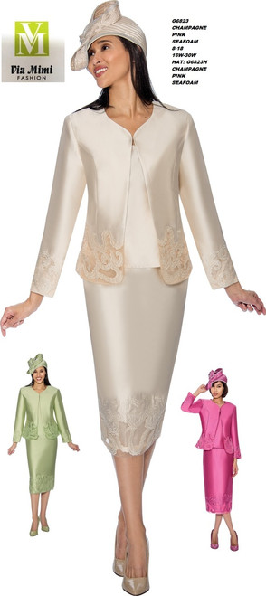 GMI #G6823 CHAMPAGNE, PINK, SEAFOAM  3 PC SET
