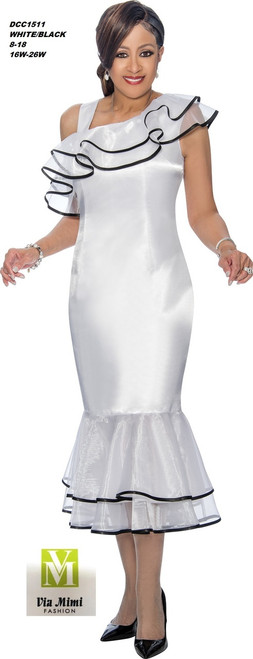 DCC ROSE COLLECTION #DCC1511  WHITE/BLACK/ ONE PC DRESS