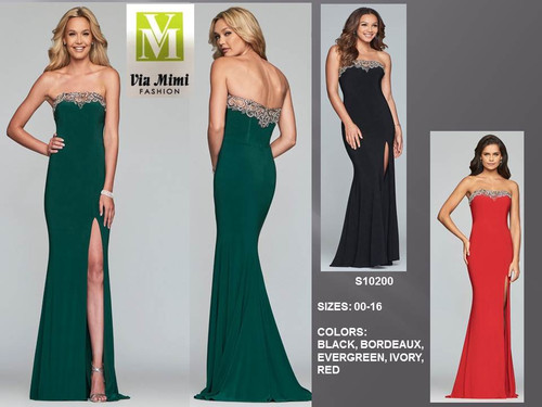 FAVIANA S10200 - STRETCH JERSEY  - SIZE: 00-16 - COLORS: BLACK, BORDEAUX, EVERGREEN, IVORY, RED