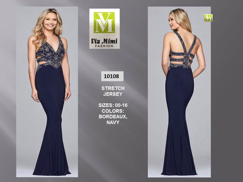 FAVIANA 10108 - STRETCH JERSEY - SIZE : 00-16 - COLOR: BORDEAUX, NAVY