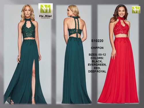 FAVIANA S10220 - CHIFFON - SIZE : 00-16 - COLOR: BLACK, EVERGREEN, RED, DEEP ROYAL   