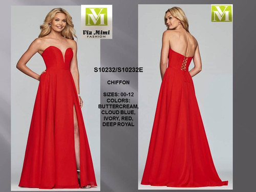 FAVIANA S10232/S10232E - CHIFFON - SIZE : 00-16/ 18E-24E - COLOR: BUTTERCREAM, CLOUD BLUE, IVORY, RED, DEEP ROYAL