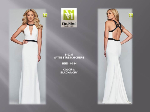 FAVIANA S10237 - MATTE STRETCH CREPE - SIZES: 00-14 - COLORS: BLACK/IVORY