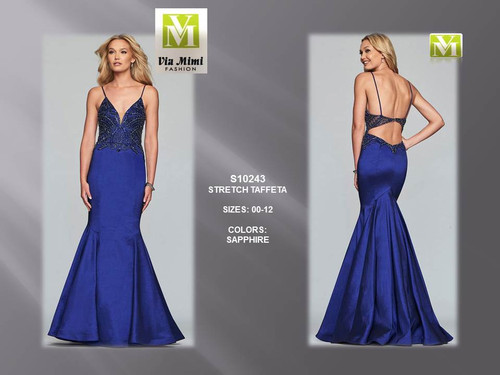 FAVIANA S10243 - STRETCH TAFFETA - SIZES: 00-12 - COLORS: SAPPHIRE