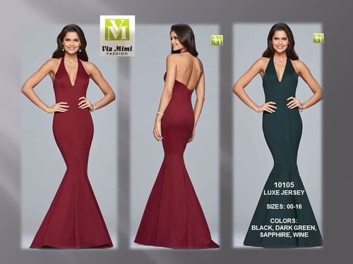 FAVIANA 10105 - LUXE JERSEY - SIZES: 00-16 - COLORS: BLACK, DARK GREEN, SAPPHIRE, WINE