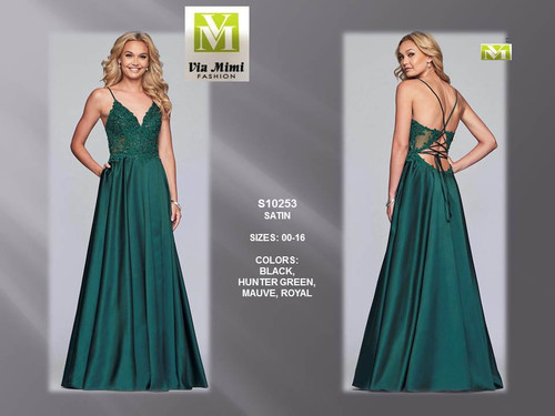 FAVIANA S10253 - SATIN - SIZES: 00-16 - COLORS: BLACK, HUNTER GREEN, MAUVE, ROYAL