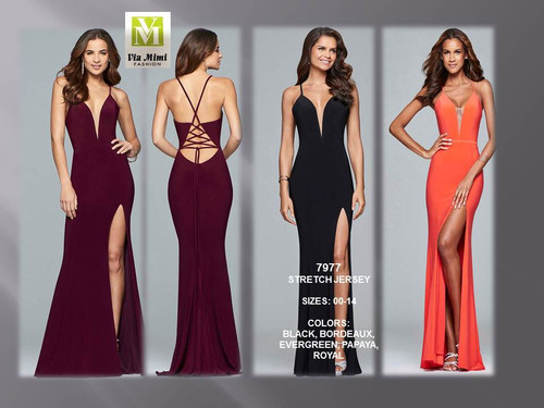 FAVIANA 7977 - STRETCH JERSWY - SIZES: 00-14 - COLORS: BLACK, BORDEAUX, EVERGREEN, PAPAYA, ROYAL