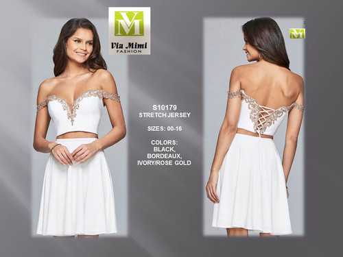 FAVIANA S10179 - STRETCH JERSEY - SIZES: 00-16 - COLORS: BLACK, BORDEAUX, IVORY/ROSE GOLD