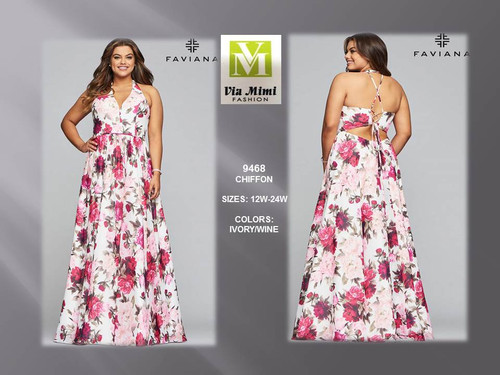 FAVIANA 9468 - CHIFFON - SIZES: 12W-24W - COLORS: IVORY/WINE