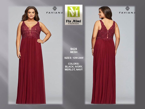 FAVIANA 9428 - MESH - SIZES: 12W-24W - COLORS: BLACK, IVORY, MERLOT, NAVY