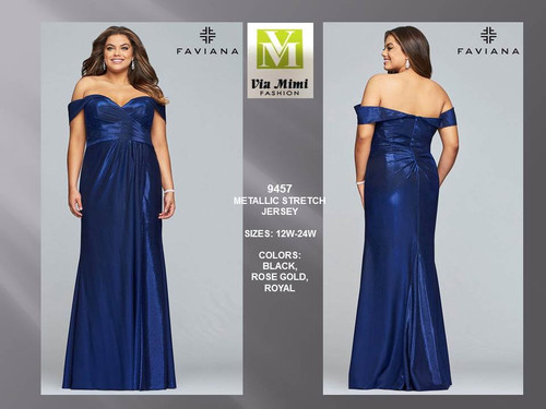 FAVIANA 9457 - METALLIC STRETCH JERSEY - SIZES: 12W-24W - COLORS: BLACK, ROSE GOLD, ROYAL