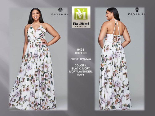 FAVIANA 9431 - CHIFFON - SIZES: 12W-24W - COLORS: BLACK, IVORY, IVORY/LAVENDER, NAVY