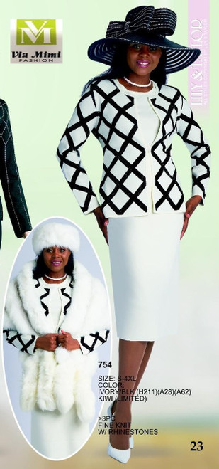 LILY & TAYLOR FALL/WINTER 2023
STYLE: 754
SIZE : S- 4XL
COLOR:  IVORY/BLACK,  KIWI (LIMITED)
HAT: H211  9A28) (A62)
3PC FINE KNIT W/RHINESTONES 
FOR MORE IMFORMATION AND PRICE PLEASE GIVE US A CALL
WE BEAT  ALL PRICES !!!!

VIA MIMI FASHION

1333 S. SANTEE ST.

LA,CA.90015

TEL: (213)748-MIMI (6464)

FAX: (213)749-MIMI (6464)

E-Mail: mimi@viamimifashion.com

http://viamimifashion.com

https://www.facebook.com/viamimifashion

 https://www.instagram.com/viamimifashion

https://twitter.com/viamimifashion