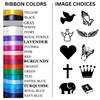 ribbon and images for funeral pins