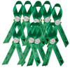 green with white rose custom awareness ribbon pins for memorial service