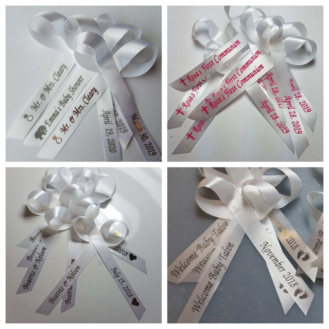 25 Personalized Ribbons Custom Bridal Shower Favor Party Favors  Wedding Bridesmaid Memorial Ribbons Funeral Baby Shower Invitations Mis XV  años Quinceanera Satin Ribbons (Fuchsia Ribbon) : Home & Kitchen