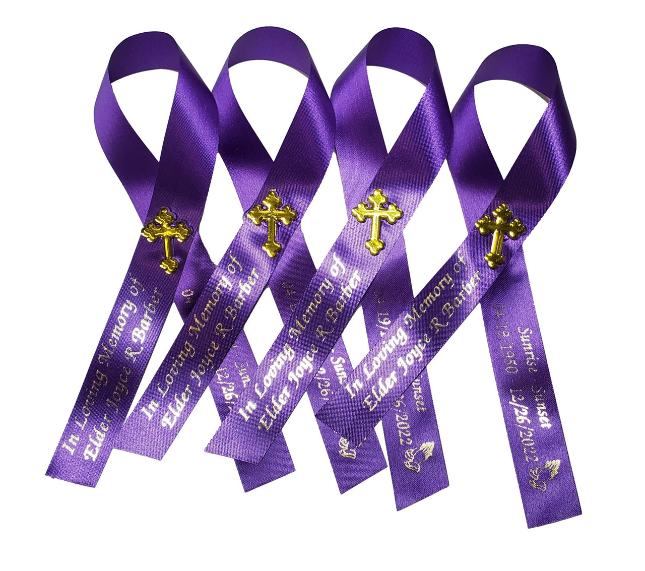 Personalized Funeral Memorial Ribbon Pins 20