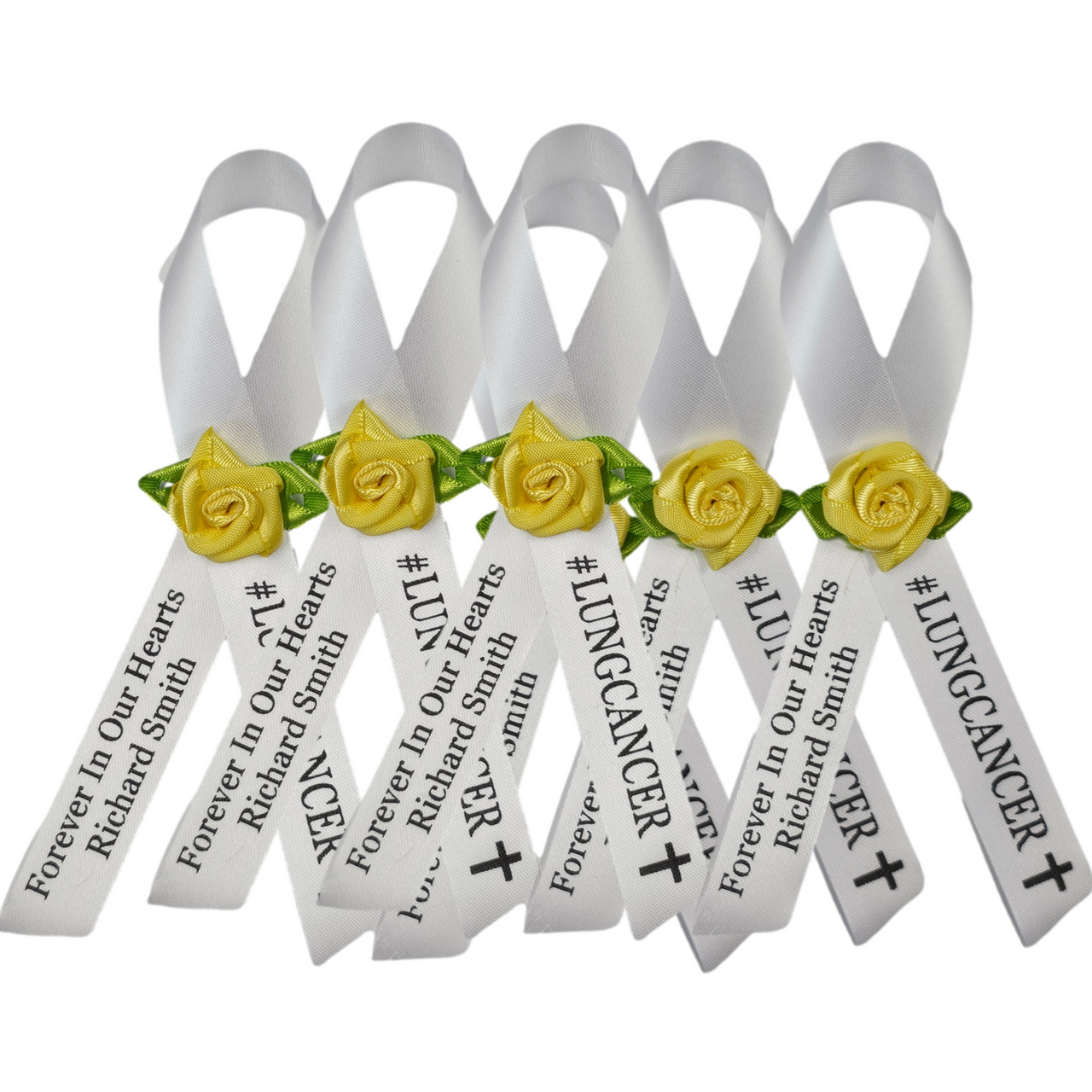 WANDIC 50 Spille In Raso Bianco Per Lutto | "Forever In Our Hearts" | Spilla Commemorativa Per Funerale E Ricordo