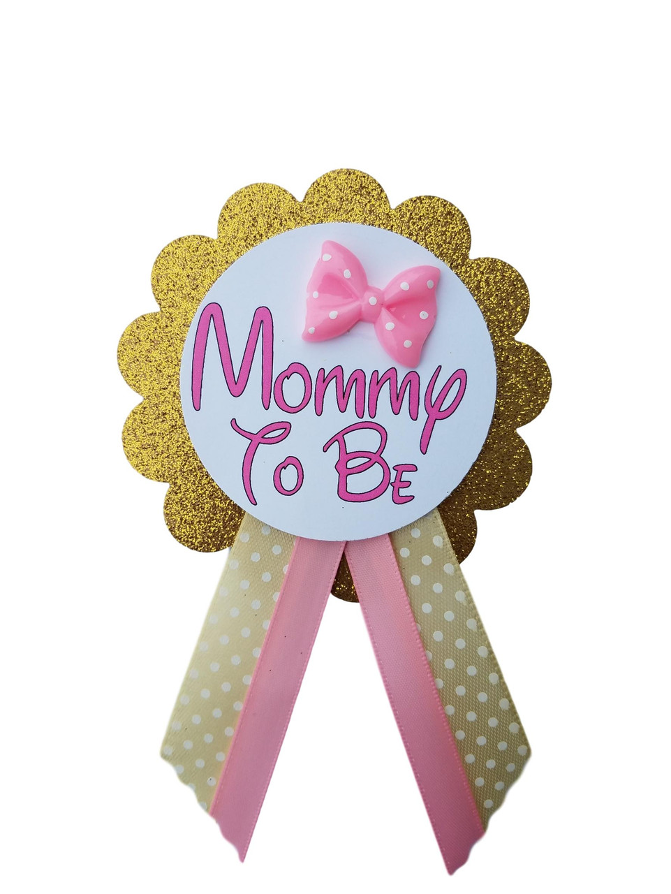 Mom To Be Ribbon Pin Baby Shower Yellow Gender Neutral Party