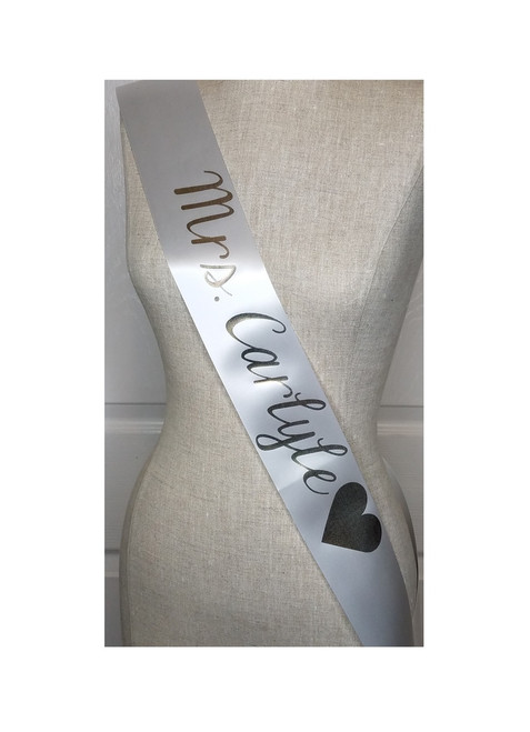 white sash with gold lettering future mrs sash for bachelorette party or bridal shower