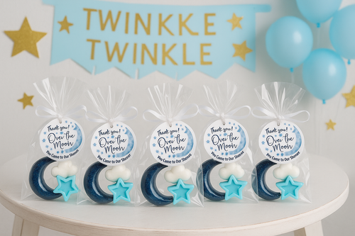 twinkle little star baby shower favors with personalized tags