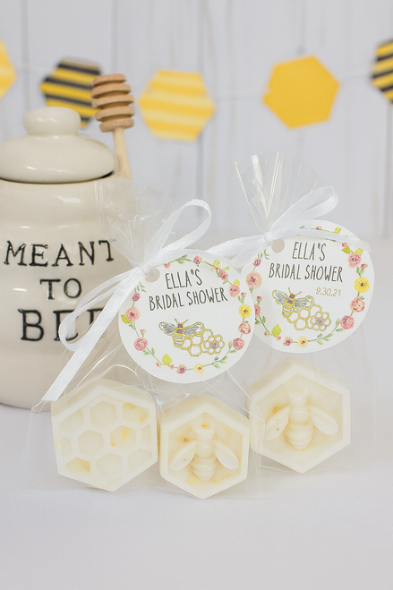 meant to bee bridal shower favors with personalized tags