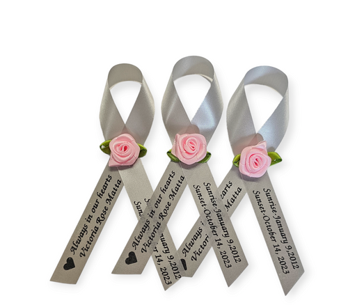 Personalized Funeral Memorial Ribbon Pins 20