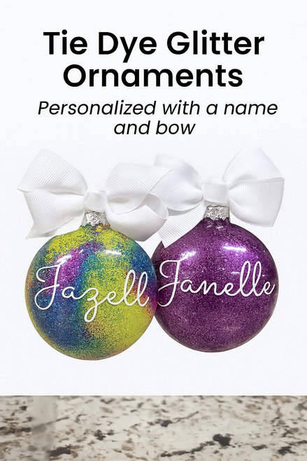 tie dye glitter christmas ornament with name