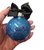 turquoise glitter bulb ornament with black namd and lettering