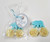 blue bear with bee soap party favor with personalized tags