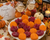 display the leaves and pumpkins on a dish for your guest bath