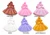 Handmade princess dress soaps available in pink, lavender, white, rose gold and gold