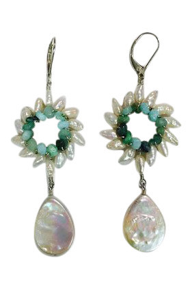 Grayson Gold Sunburst Drop Earrings in Iridescent Opalite main image 1