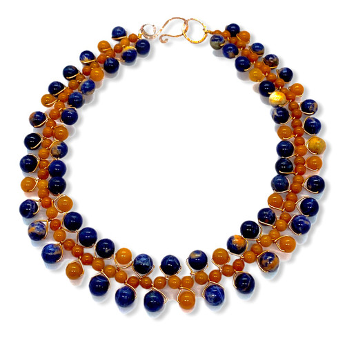 Sodalite, red aventurine and copper signature collar necklace