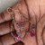 pink sapphire drop and multicolored 14 karat gold filled loop earrings