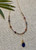 blue sapphire faceted briolette drop with micro faceted multicolored sapphire in 14 karat gold filled chain