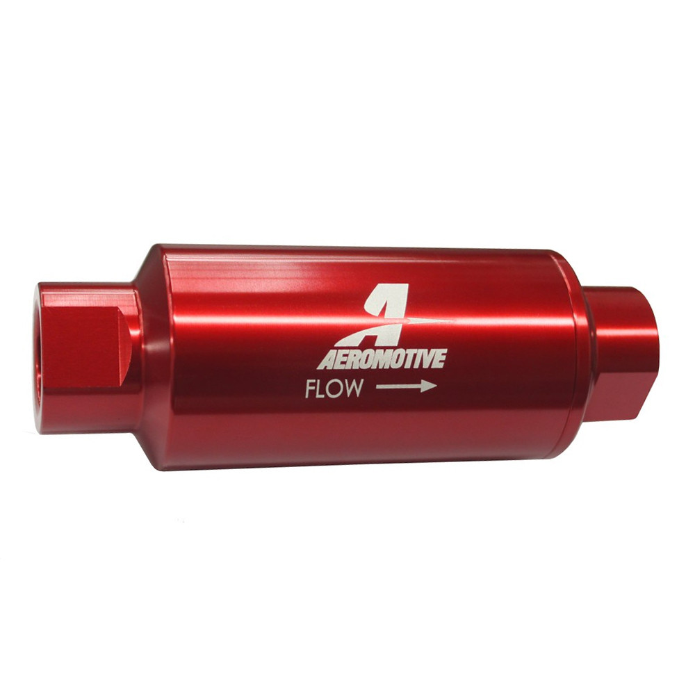 Aeromotive 12301 Filter, In-Line, 10-m Fabric Element, ORB-10, Red