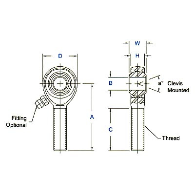 Aurora Bearing 1/2 in. Bore x 1/2-20 Thread LH Male 4130 Rod End