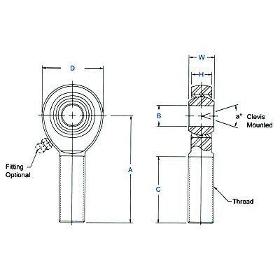 Aurora Bearing 5/8 in. Bore x 3/4-16 Thread LH Male Mild Steel Rod End