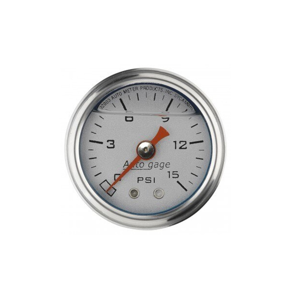 AutoMeter 1-1/2" Pressure, 0-15 PSI, Mechanical, Silver