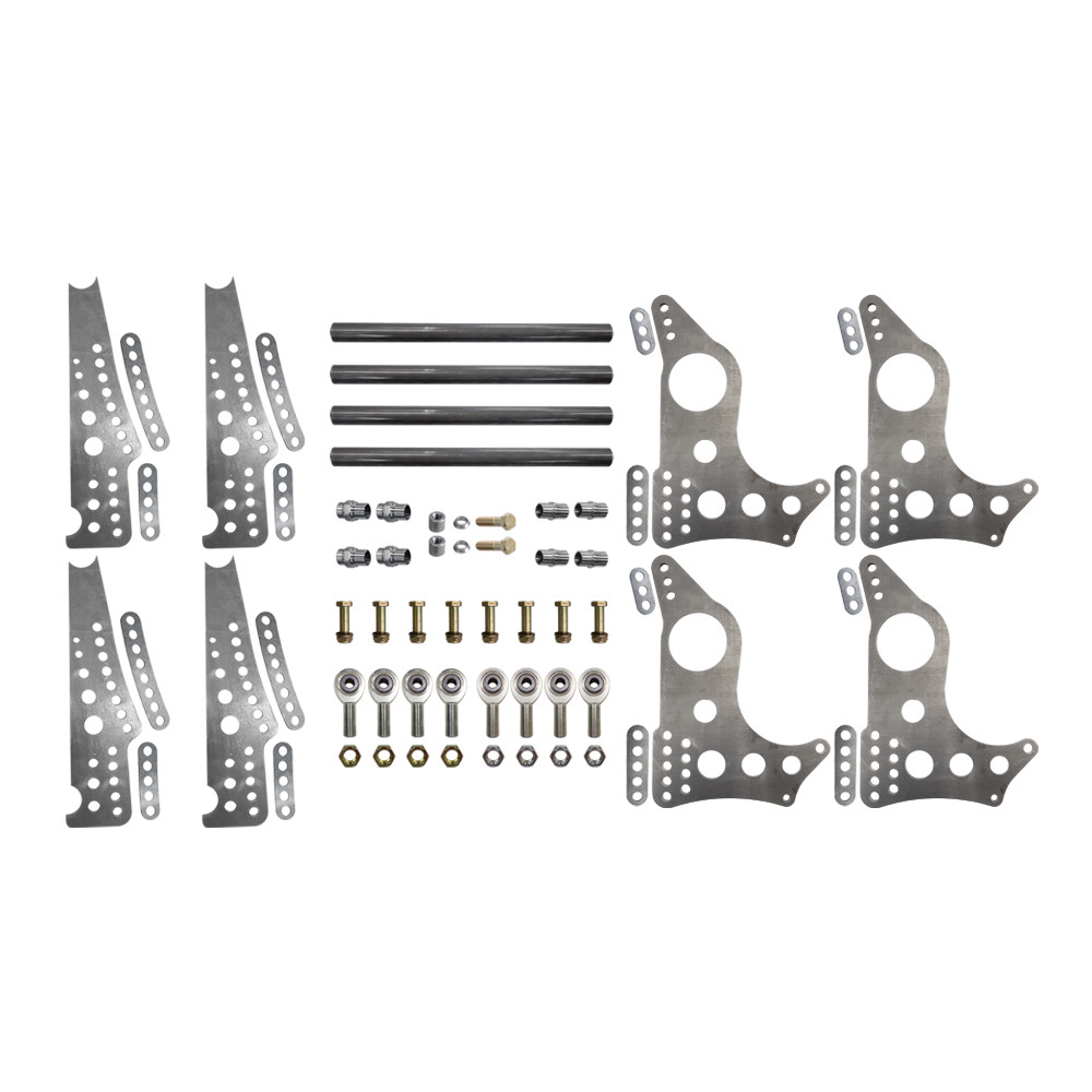 Quarter-Max 201211-2D Pro Series 4-Link Kit with 4130 13 in. Notch Spread Chassis Brackets, 4130 3-1/4 in. Axle Tube Hole Size Housing Brackets, doubler plates