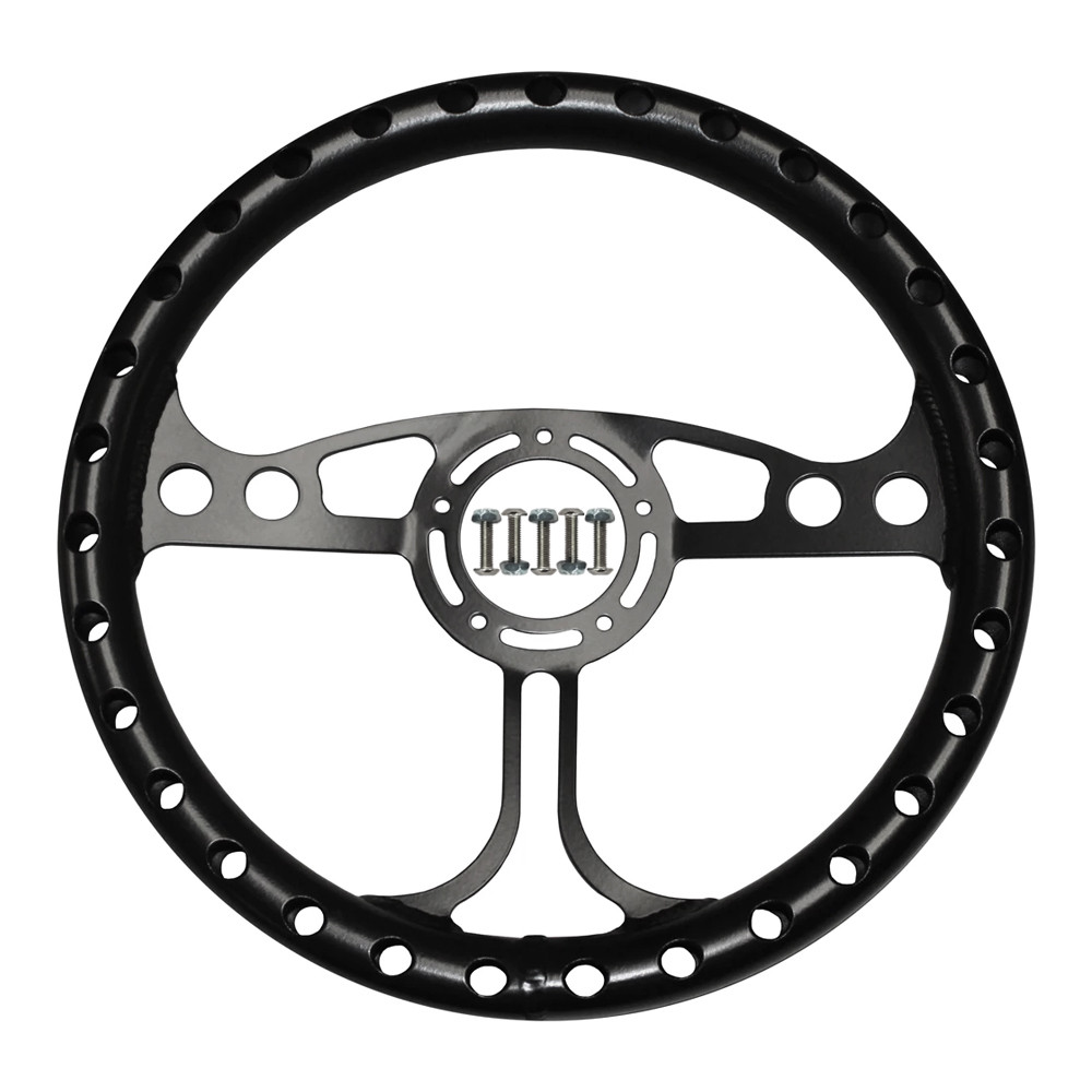 13 in. QM Max Lightweight Dished Steering Wheel, 5-Bolt, Black