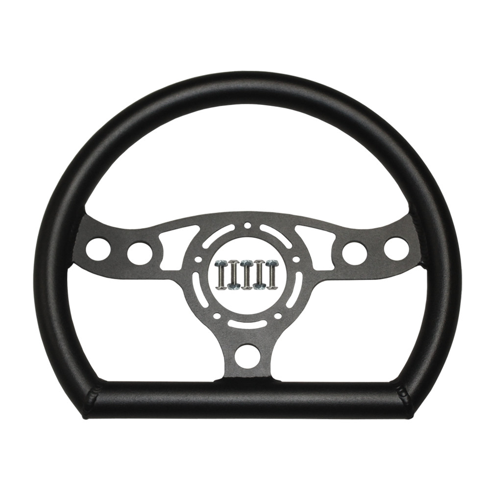 12 in. QM Max Lightweight D-Shape Steering Wheel, 5-Bolt, Black